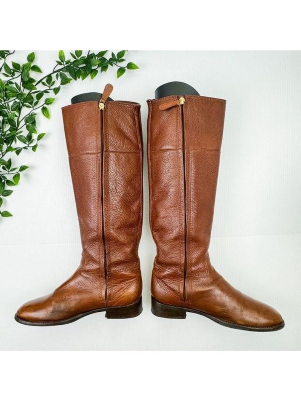 Tory Burch Knee High Junction Leather Riding Boots Brown 8.5 - Picture 2 of 15